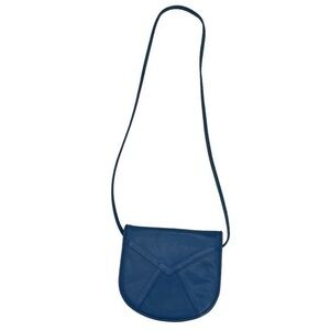 1980s Crossbody Purse Bold Blue Leather Filene’s Rare Rock Glam